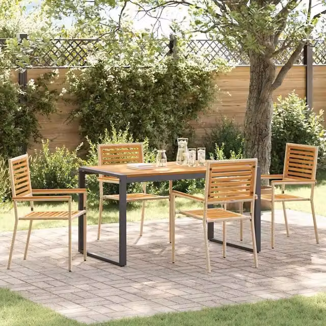 Set da Pranzo per Giardino 5 pz Beige e Marrone polyrattan 3365474