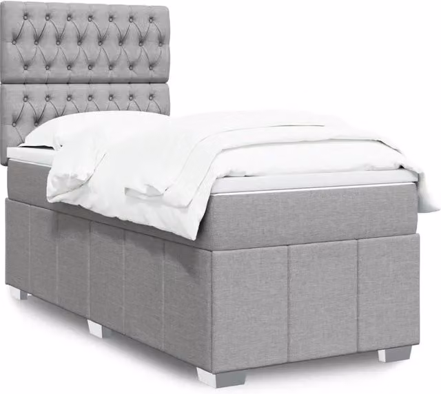Giroletto a Molle con Materasso Grigio Chiaro100x200 cm Tessuto 3293886