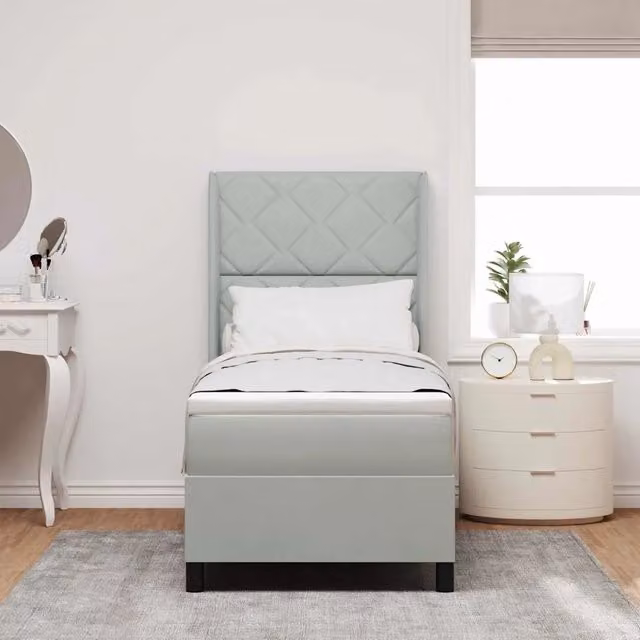 Letto a molle con testiera in velluto grigio vidaXL L/P: 80 x 200 cm