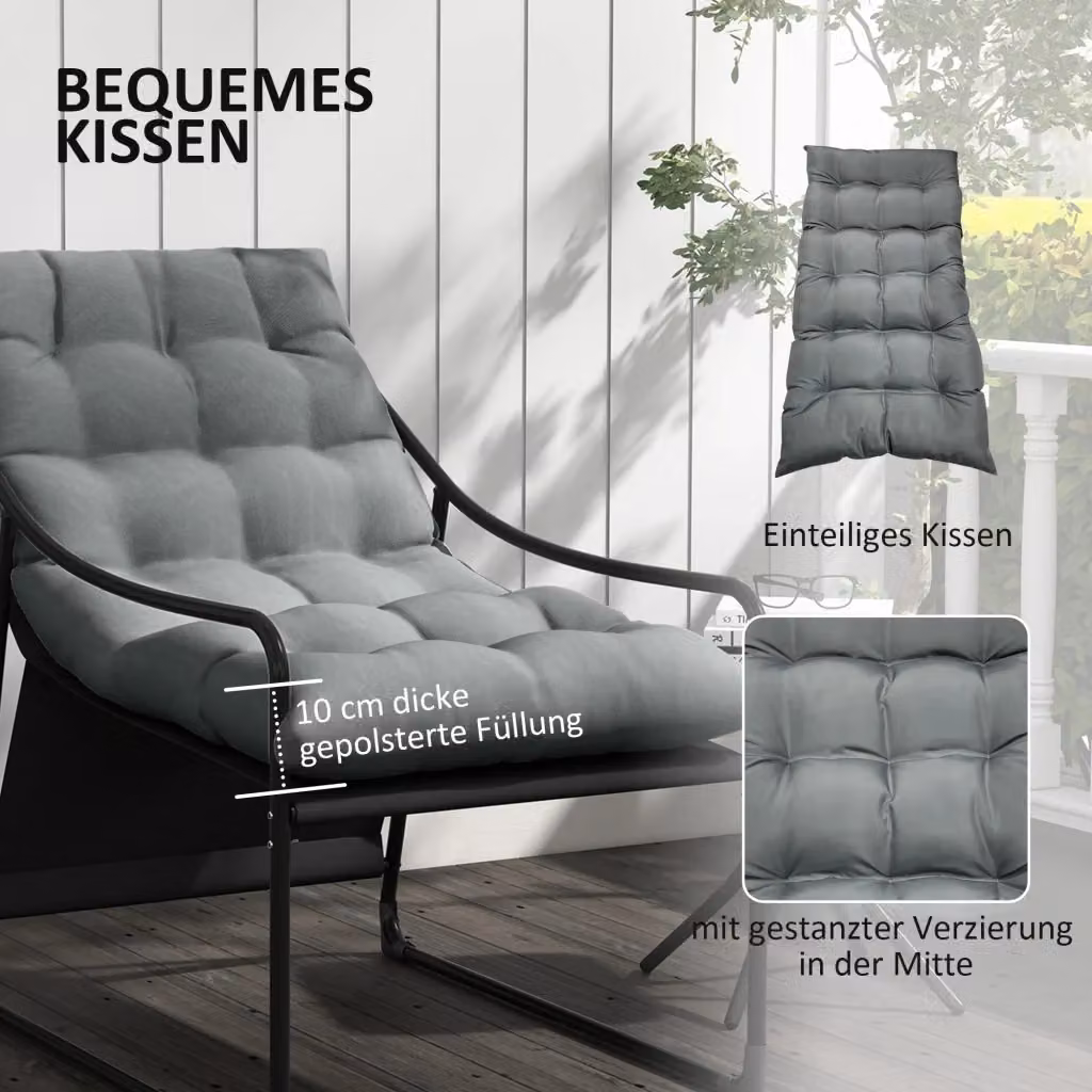 Poltrona da giardino moderna REDOM in metallo grigio opaco L/P/H: 62 x 110 x 88 cm – 2