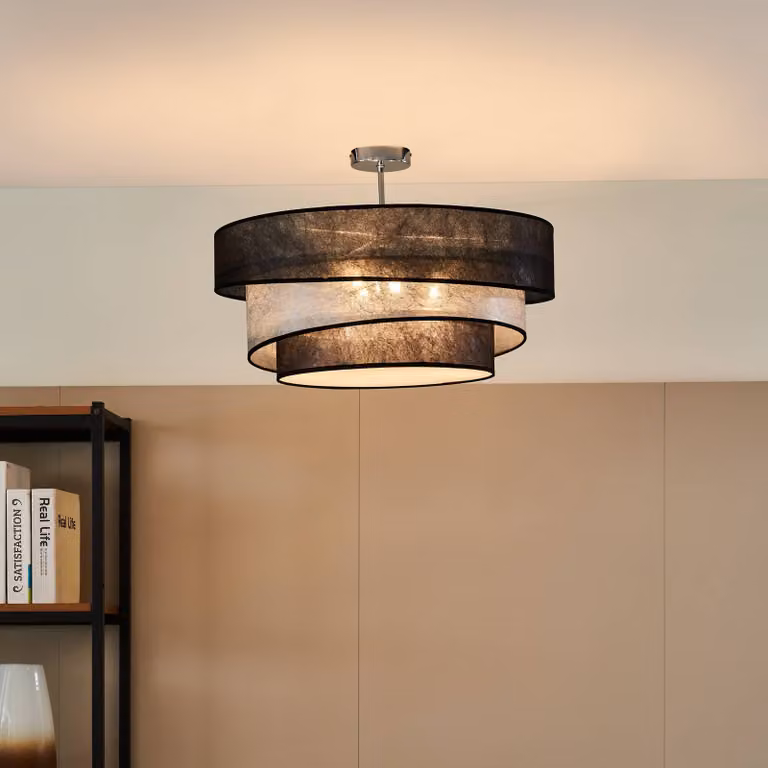 Plafoniera soffitto Ayvira Lindby, dimmerabile, Nero, Soggiorno / Sala da pranzo, Metallo, Moderno, Plafoniera