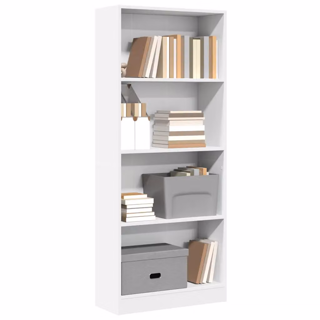 Libreria bianca vidaXL in legno e MDF con pannello posteriore, L 60 cm, P 24 cm, H 143 cm