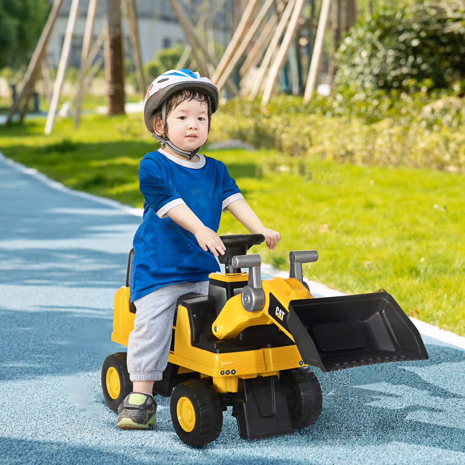 Ruspa Giocattolo con Escavatore e Spazio Portaoggetti HOMCOM per Bambini, Giallo e Nero, L: 78 cm, P: 29.5 cm, H: 54 cm – 2