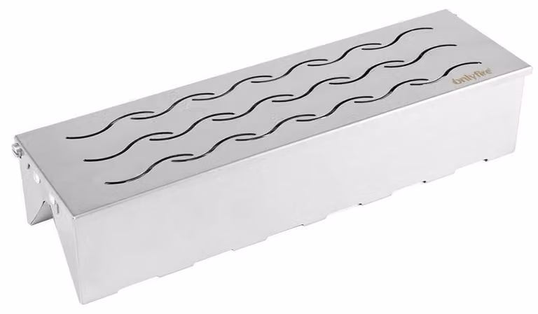 Contenitore per affumicatura in acciaio inossidabile, a forma di parallelepipedo, compatibile con barbecue a carbone e a gas