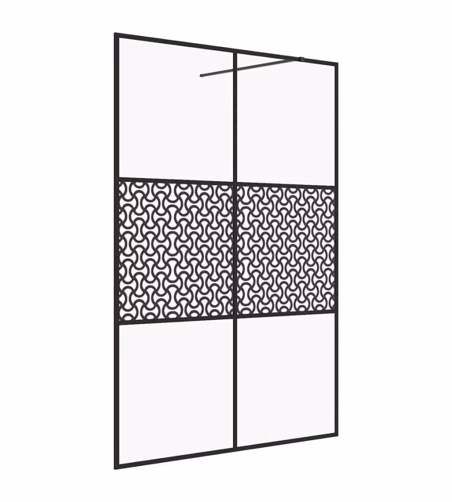 vidaXL Parete per Doccia Walk-in in Vetro Trasparente ESG, L: 140 cm, H: 195 cm, Colore Nero – 1