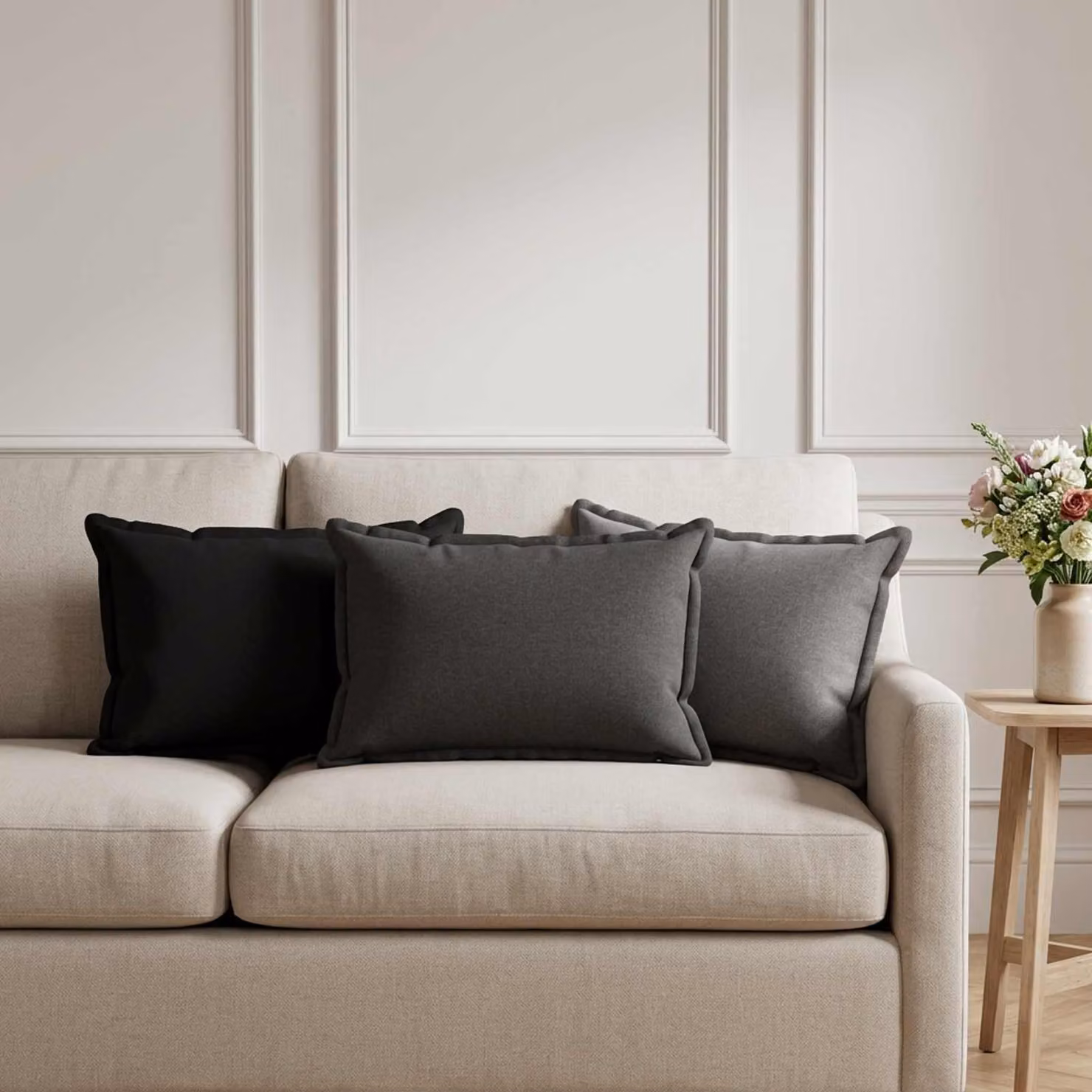 vidaXL Cuscino con cuscino HOUTEN 6 pz Grigio Chiaro Lino