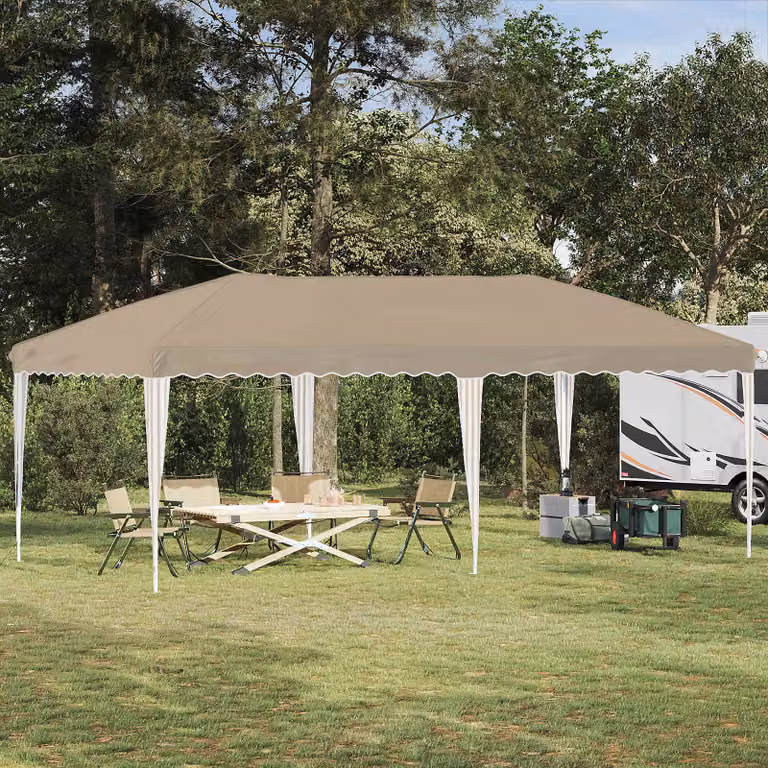 vidaXL Tenda per feste a pop-up beige L: 575 cm, P: 290 cm, H: 245 cm