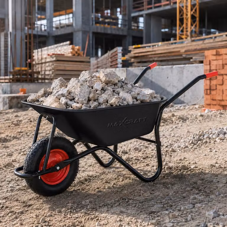 MAXCRAFT Carriola / Carriola da cantiere con pneumatici 250 kg 100 L Nero / Rosso - Black Edition