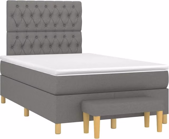 Letto con Giroletto a Molle e Materasso Ibrido vidaXL, Grigio e Bianco, L/P: 120 x 200 cm