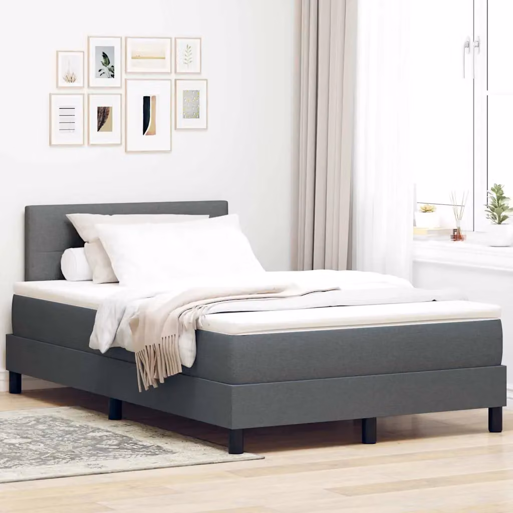 Letto ibrido con molle e schiuma vidaXL in tessuto grigio con testiera L/P/H: 120 x 200 cm