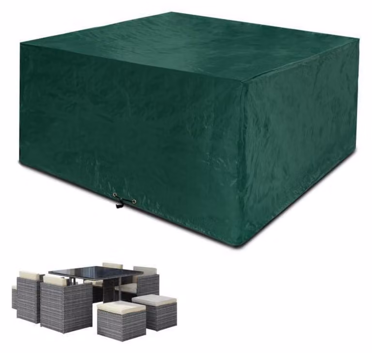 Copertura protettiva per mobili da giardino, impermeabile, antivento, con protezione UV, colore verde, dimensioni 135x135x71 cm