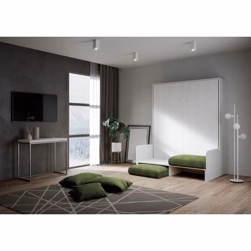Letto matrimoniale a scomparsa Kentaro con divano ITAMOBY, Verde e Bianco Frassino, L/P/H: 215 x 160 x 240 cm – 2
