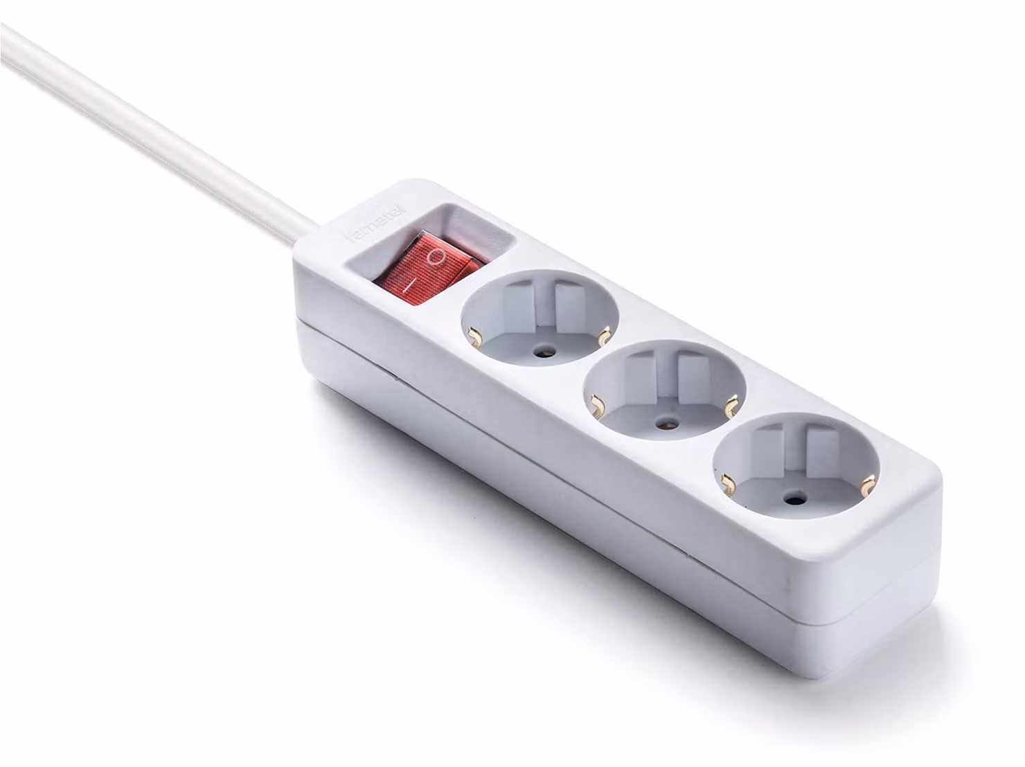 Famatel Presa tripla con interruttore bianco, cavo da 1,5 m, colore bianco, taglia unica / spina UE 220 V, colore bianco, taglia unica