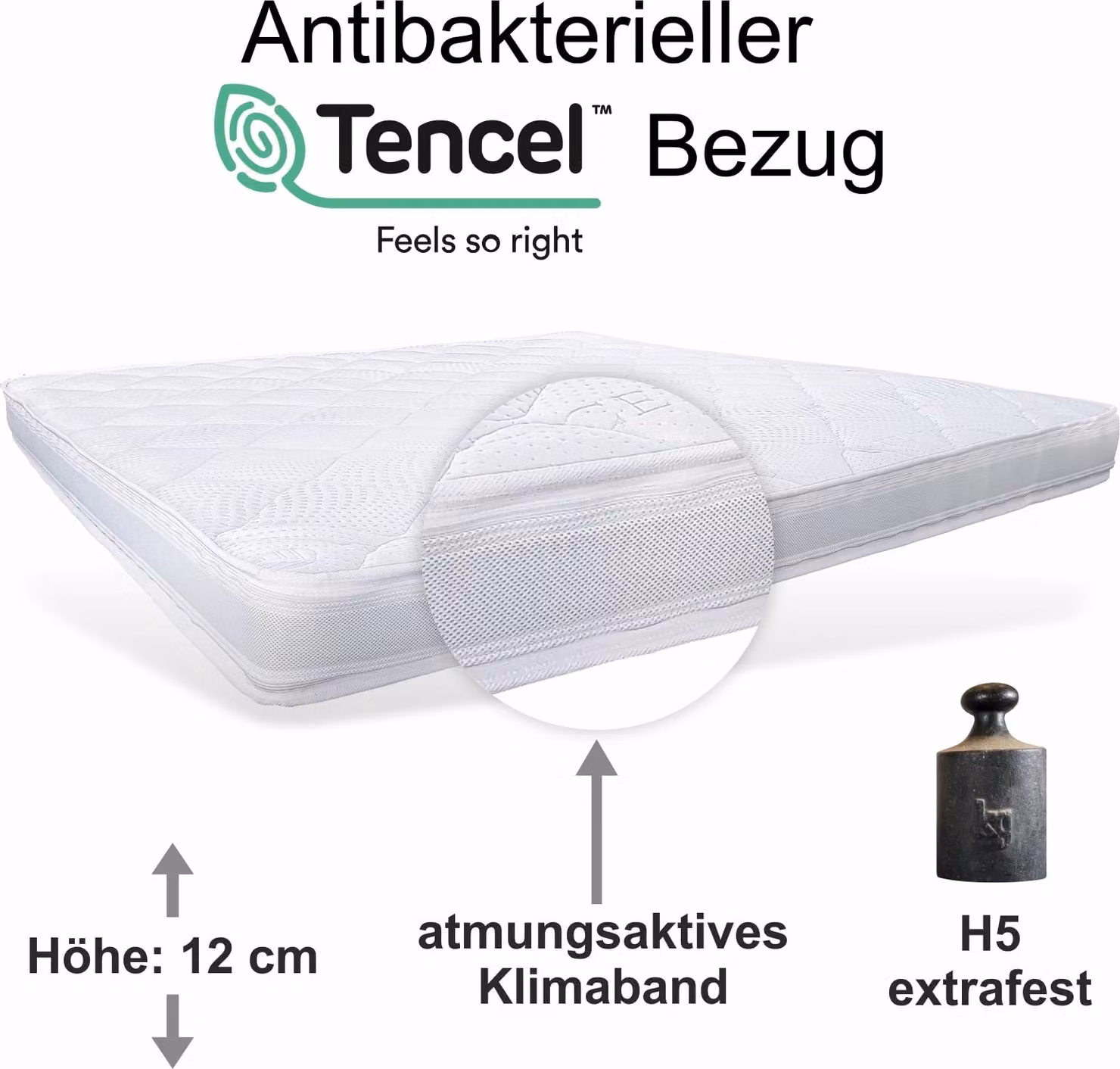 Topper 140x200cm Schiuma fredda Tokio alta 12cm 50kg/m³