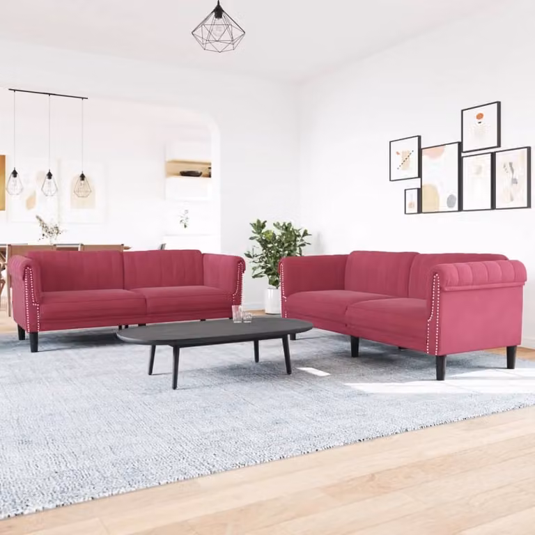 Maison Exclusive - Set divano a 2 posti in velluto bordeaux