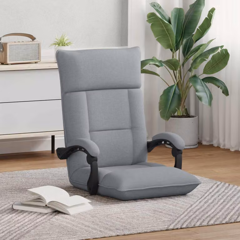 Sedia a pavimento regolabile vidaXL in tessuto Grigio Chiaro