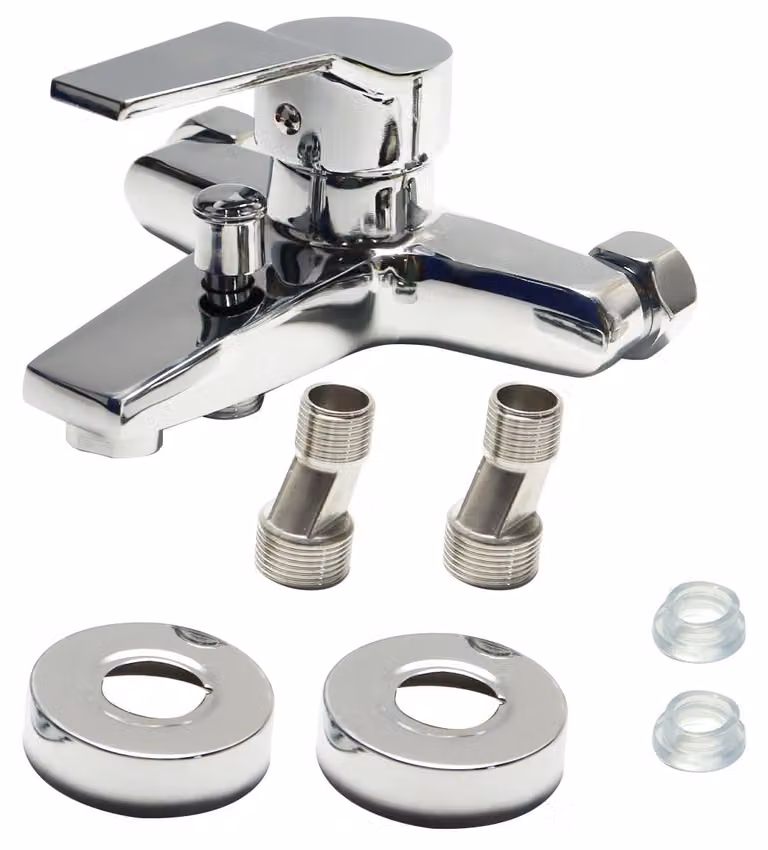 Miscelatore monocomando, finitura rame, con accessori per il montaggio