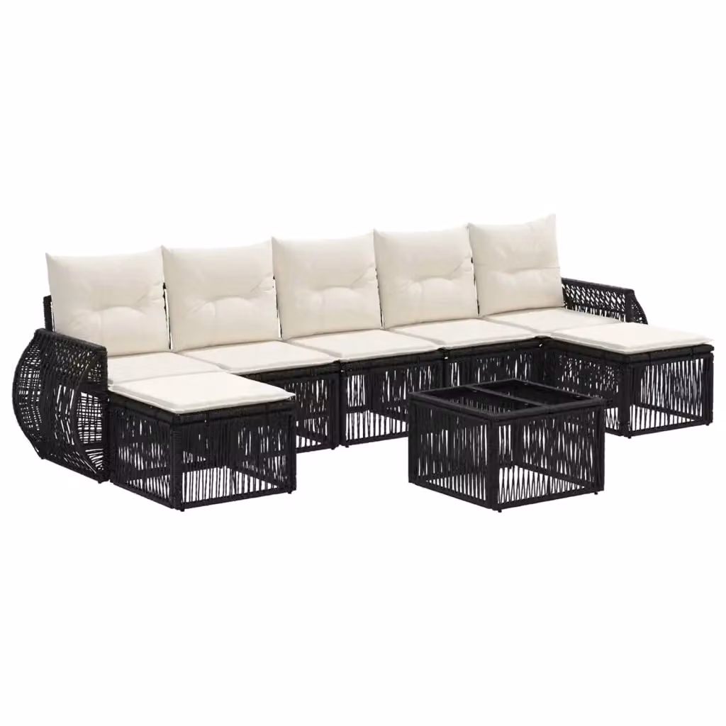 Set Divano da Giardino 8 Pezzi vidaXL Nero e Bianco con Cuscini e Tavolino – 2