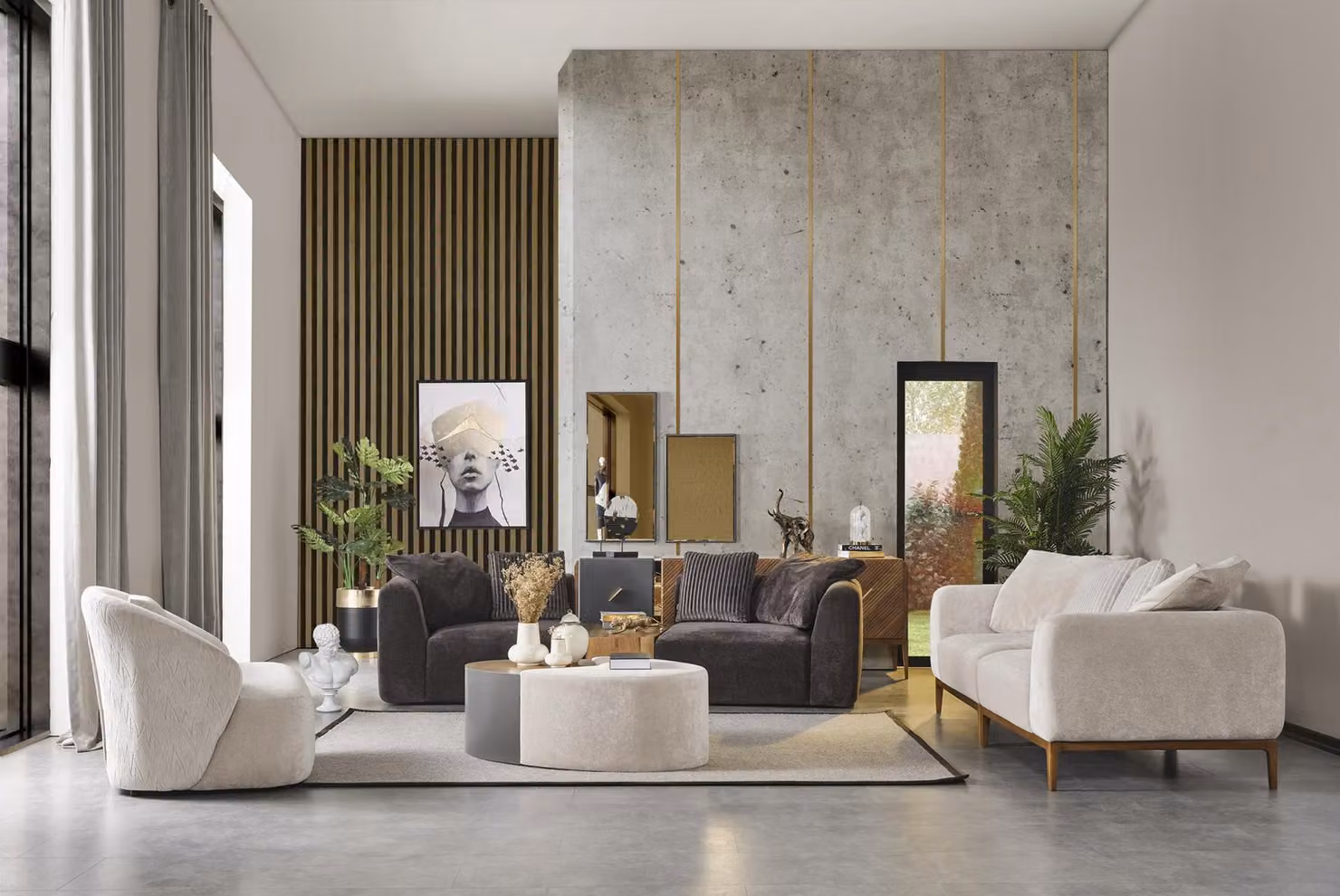 Sofagarnitur Sofa Stoff Sofas Modern Wohnzimmer Weiß 3tlg Polyester