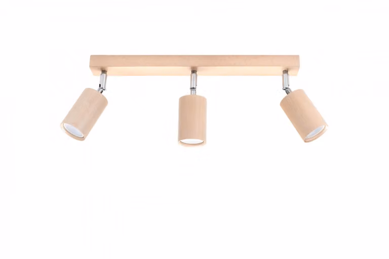 Lampada da soffitto BERG 3 in legno naturale 3xGU10 10W legna 20x5x45cm Sollux Lighting
