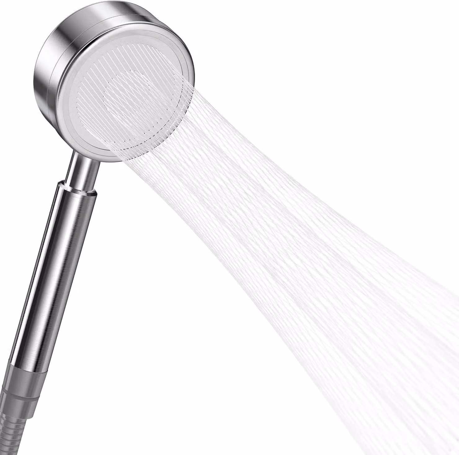 Doccia manuale ad alta pressione, in acciaio inossidabile - Universale, con ugello per doccia che risparmia acqua grazie a un particolare schema di getto - Installazione semplice - Connettore filettato G ½