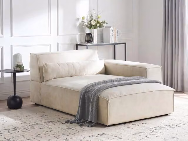 Chaise Lounge sinistra Tappezzeria in velluto beige Gambe sintetiche Mano sinistra Soggiorno moderno