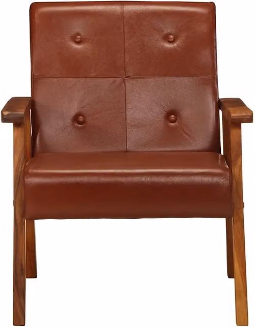 Poltrona-Divano Sedia-Poltroncina Marrone in Vera Pelle 610284
