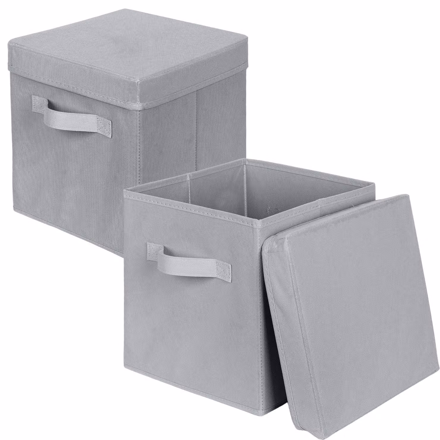 Contenitore pieghevole in tessuto, 2 pezzi, 27x27x28 cm, con coperchio, per abbigliamento