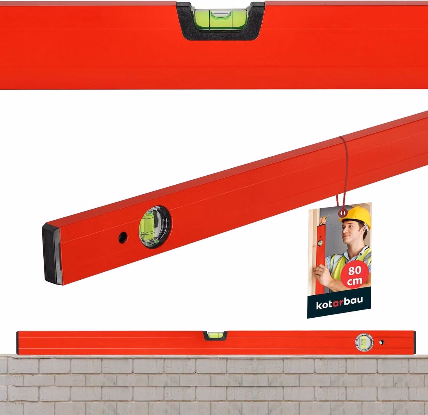 Livella in alluminio KOTARBAU® rossa 80 cm di allineamento orizzontale e verticale