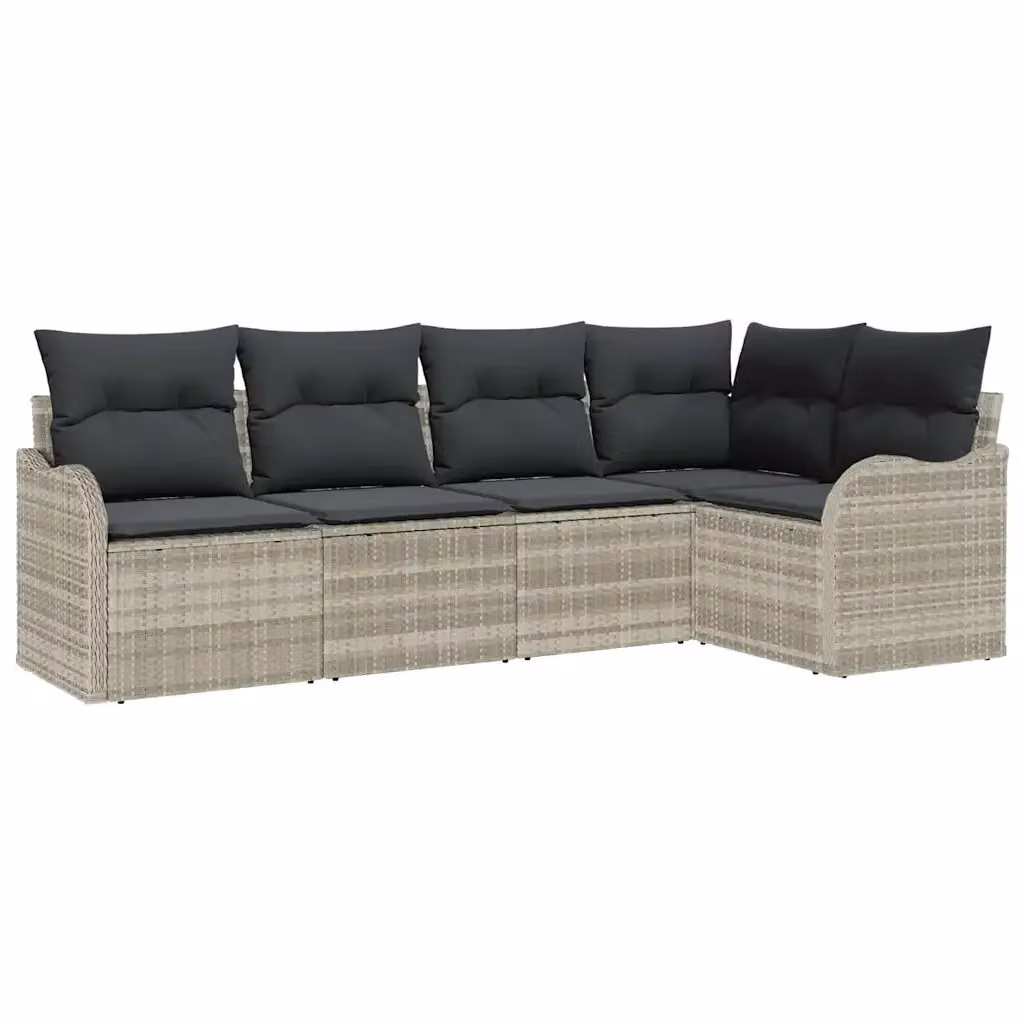 Set Divano da Giardino a L vidaXL in Polyrattan Grigio con Cuscini Imbottiti e Coperture Rimovibili – 2