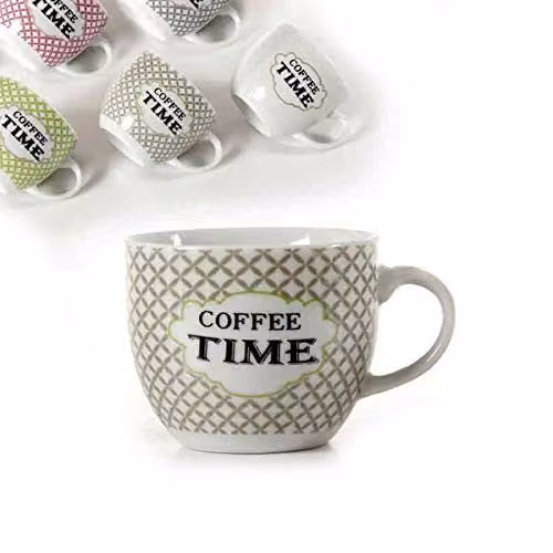 Tazza Caffe Ceramica Coffee Time Pz 6 Bellintavola
