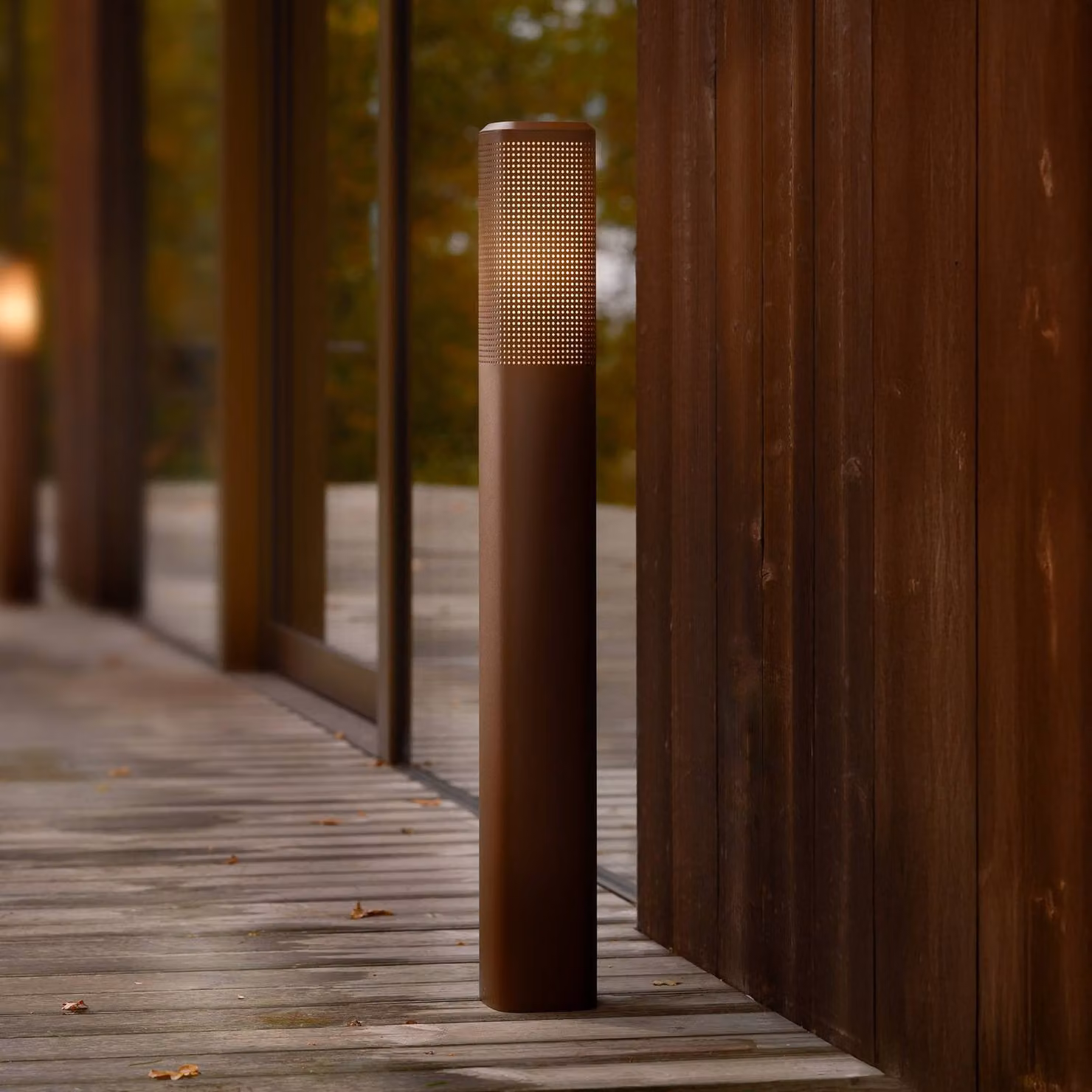 Nordlux Lampione Sidara 95 Seaside, marrone, alluminio, IP44, E27 Sidara, dimmerabile, Marrone / Ruggine, Alluminio, Moderno