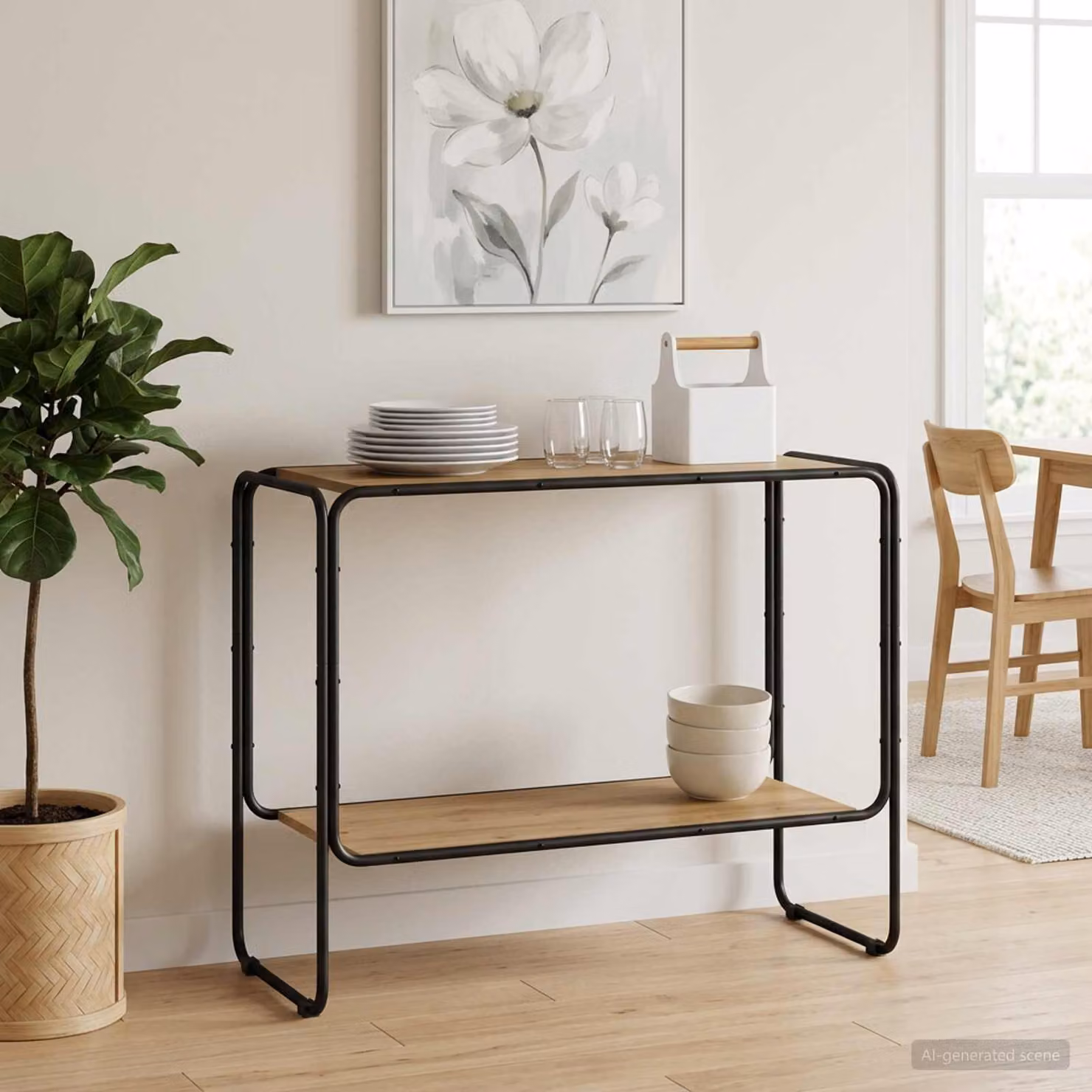 Credenza in stile industriale vidaXL in legno e metallo, colore marrone, L 93.5 cm x P 38 cm x H 75 cm