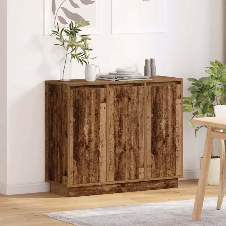 Madia moderna vidaXL in legno ingegnerizzato marrone con illuminazione LED integrata L/P/H: 90 x 32 x 75 cm