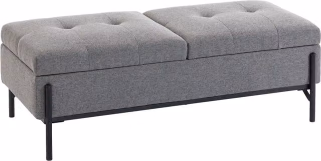 Panca Contenitore HOMCOM in Lino Grigio con 2 Scomparti e Imbottitura Extra Spessa, L 117 x P 50 x H 44 cm – 1