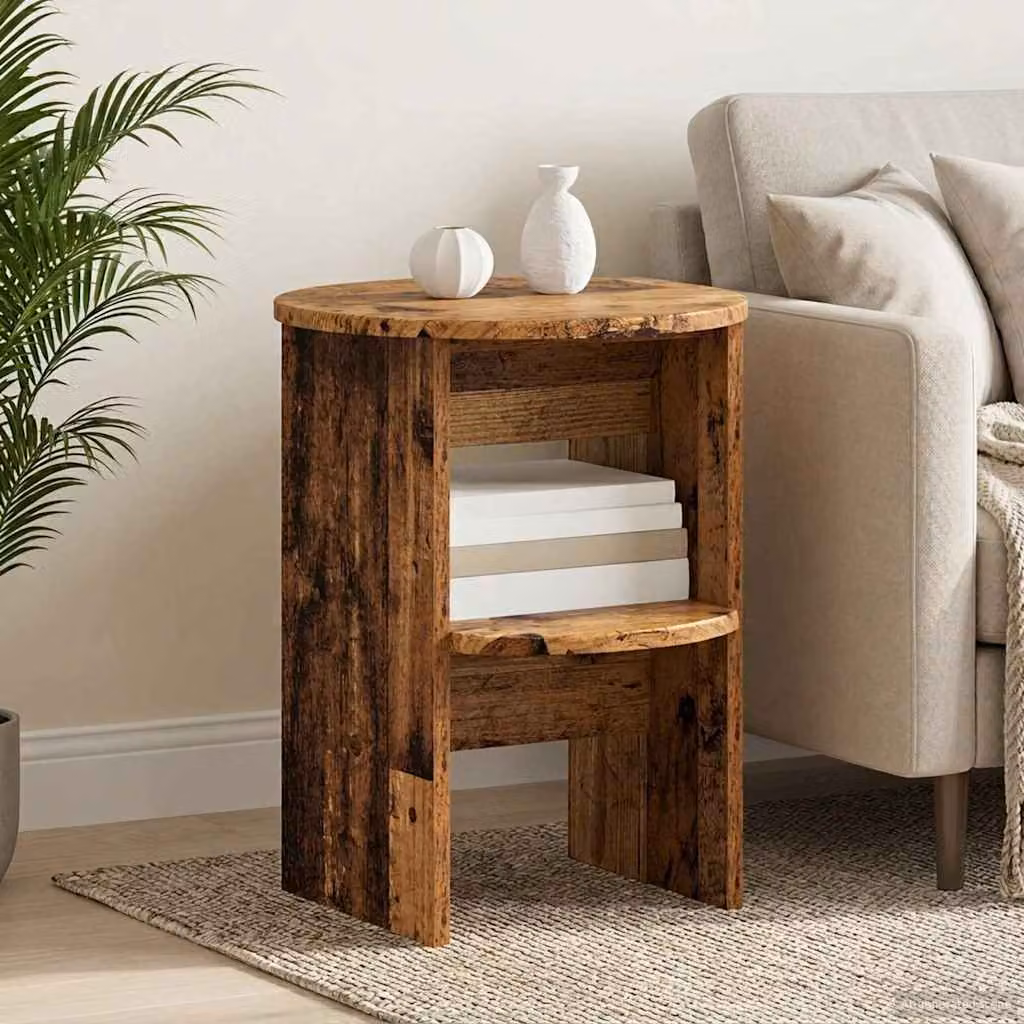 Set di 2 tavolini laterali mobili vidaXL in legno effetto antico marrone Ø 40 x 50 cm