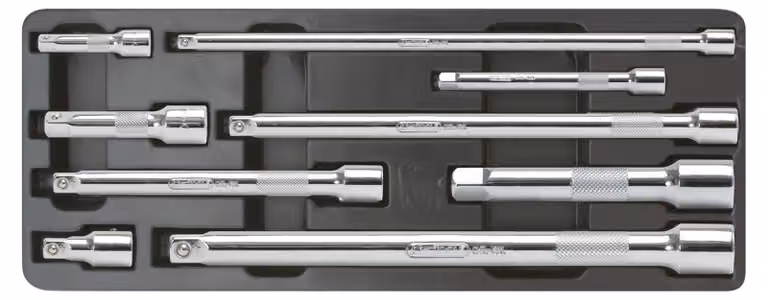 KS TOOLS CHROMEplus set di prolunghe con blocco 9 pezzi - 918.0007