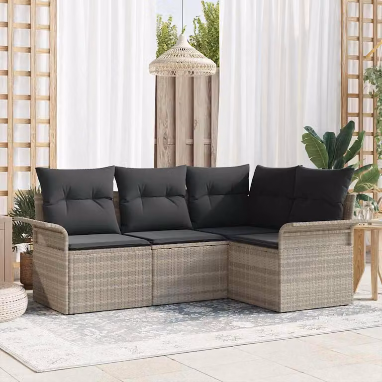 Maison Exclusive - Set Divano da Giardino 4 pcs Grigio chiaro polyrattan