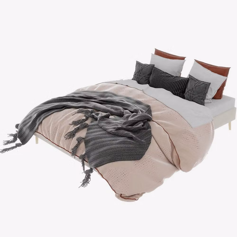 Letto imbottito Minimal in velluto beige senza testiera L/P: 160 x 200 cm – 2