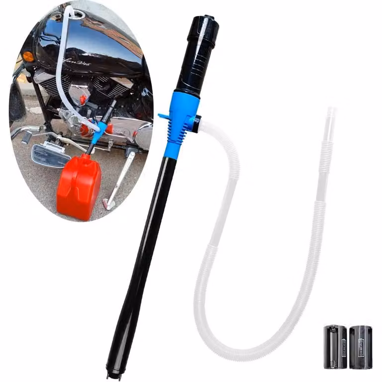 Pompa manuale portatile per liquidi - Pompa per carburante - Funzionamento con un solo pulsante - Potente capacità di aspirazione - Adatta per benzina, acqua e olio