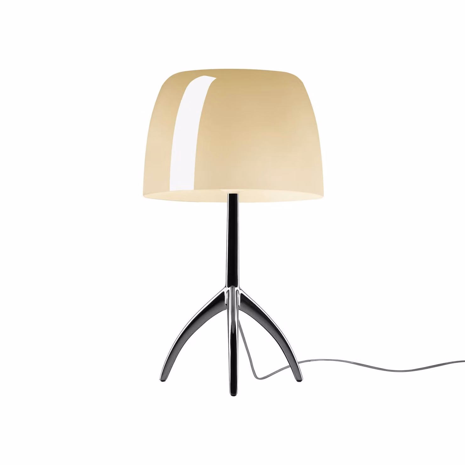Foscarini Lampada da tavolo di design Lumiere grande, dimmerabile, Crema / Ambra, Soggiorno / Sala da pranzo, Vetro, Design, Lampada da tavolo