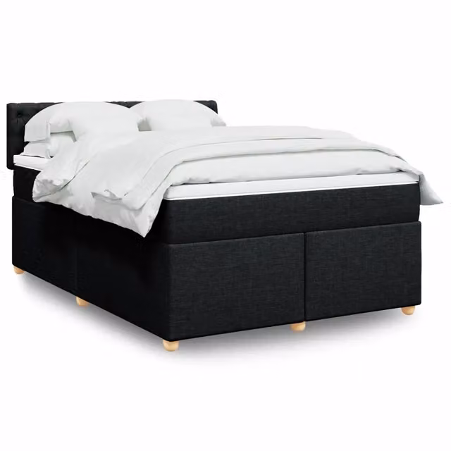 Letto Ibrido Moderno vidaXL con Materasso Nero e Bianco, Struttura in Legno di Pino e Tessuto, con Illuminazione Sotto il Letto e Porta di Ricarica USB, L/P: 160 x 200 cm