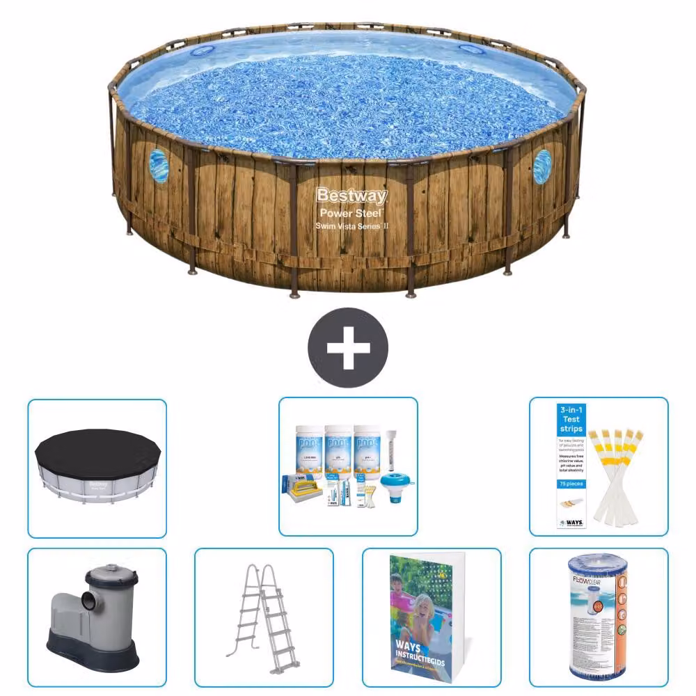 Bestway Power Steel, piscina rotonda - 488x122 cm - composta da 6 parti, modello S556