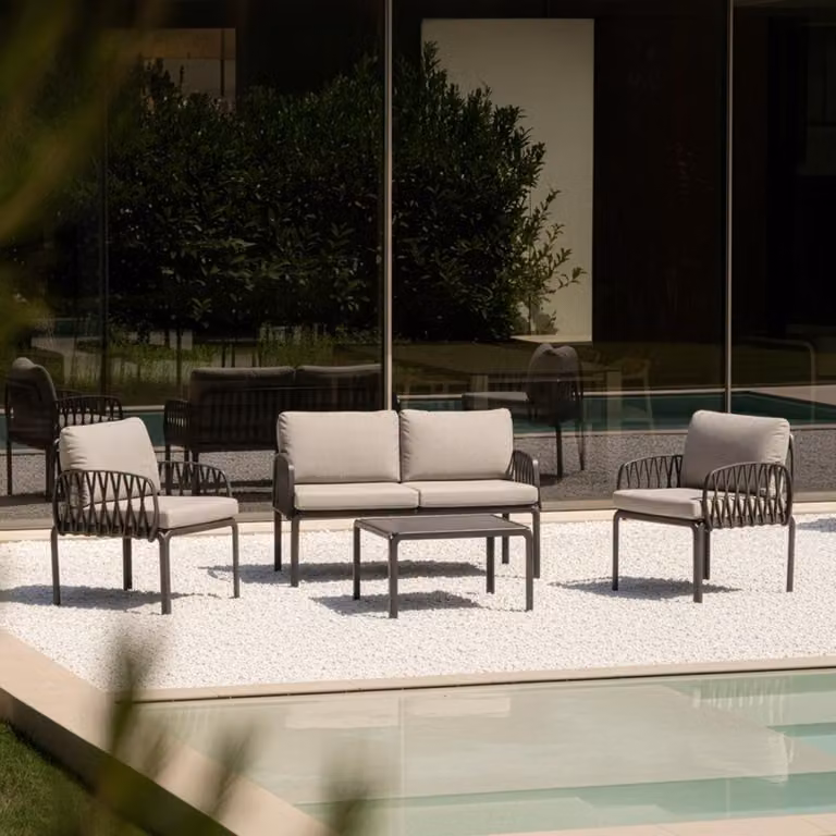 Set di mobili da giardino Divano con tavolo 2 poltrone Portofino Grand Soleil - Antracite