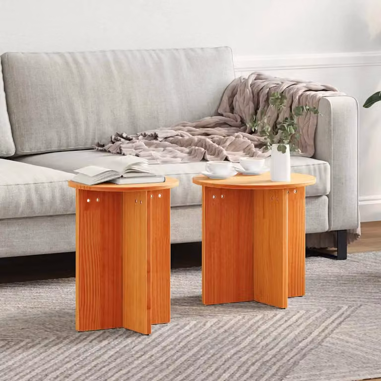 Set di 2 tavolini da salotto vidaXL in legno di pino rustico marrone cerato L/P/H: 41.5 x 41.5 x 46 cm