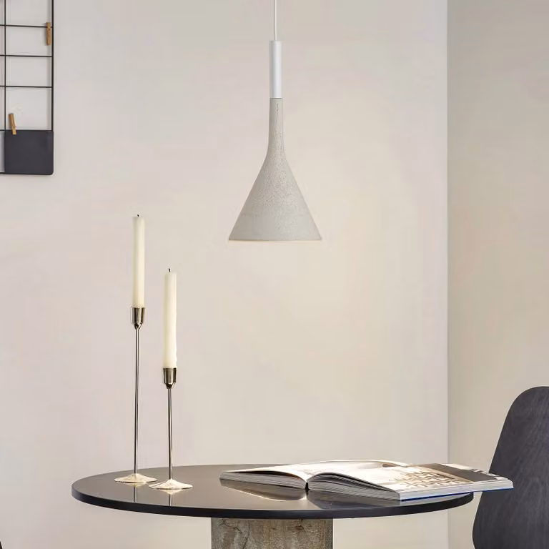 Foscarini Lampada a sospensione Aplomb, dimmerabile, Bianco / Opale, Cucina, calcestruzzo / cemento, Design, Lampada a sospensione