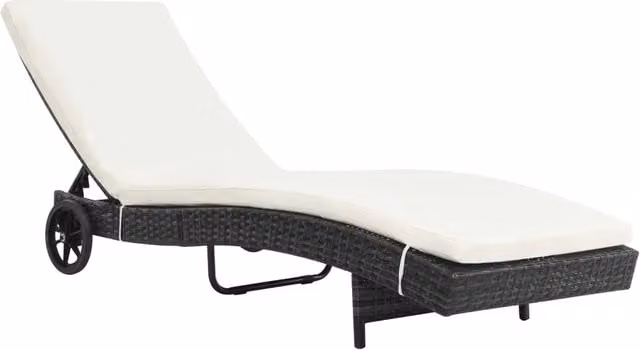 Lettini Prendisole 2 pz con Ruote Cuscini in Polyrattan Nero 3078465