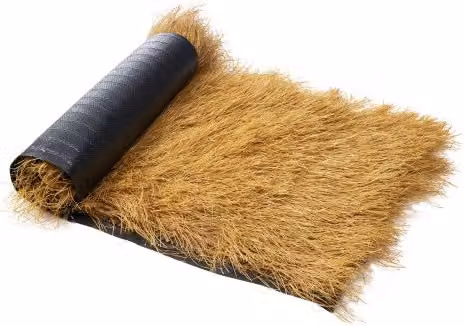 VEVOR Tetto in Paglia Artificiale 0,4 x 1,2 m Rotolo di Tetto in Paglia, Impermeabile e Ignifugo, per Patio, Piscina, Spiaggia, Decorazioni per Feste Hawaiane Tropicali, Base Gialla e Nera