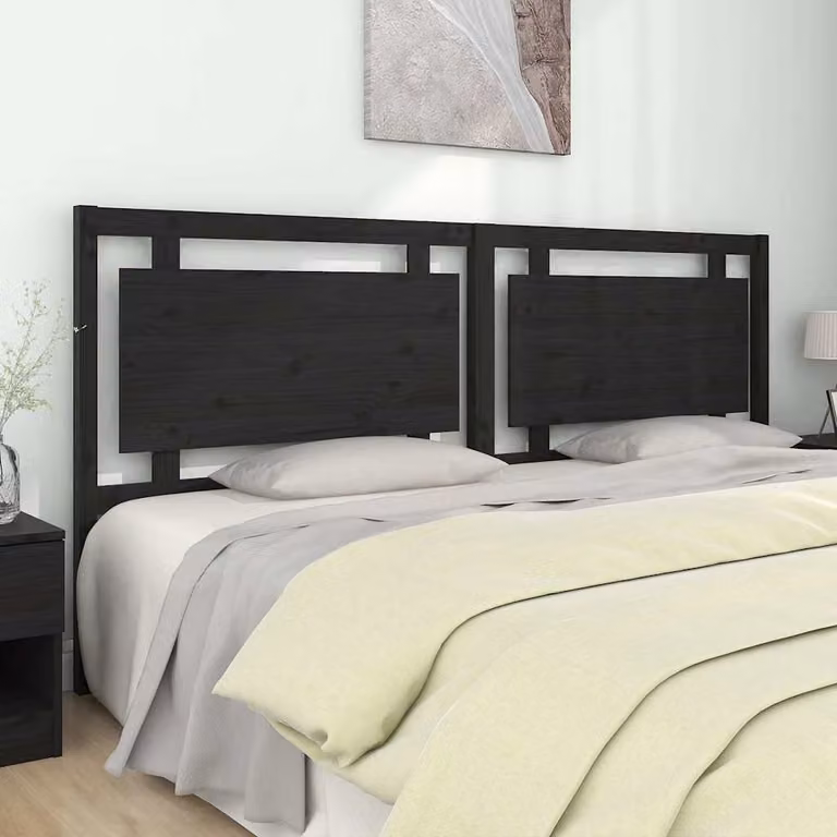 vidaXL Testiera per Letto in Legno Massello di Pino Nero, Stile Rustico, L 205,5 x P 4 x H 100 cm