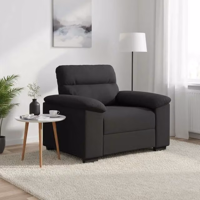 Poltrona Lounge moderna vidaXL in tessuto nero con braccioli L/P/H: 100 x 81 x 84 cm